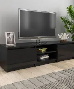 vidaXL TV Cabinet High Gloss Black 140x40x35.5 cm Chipboard