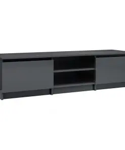 vidaXL TV Cabinet High Gloss Grey 140x40x35.5 cm Chipboard