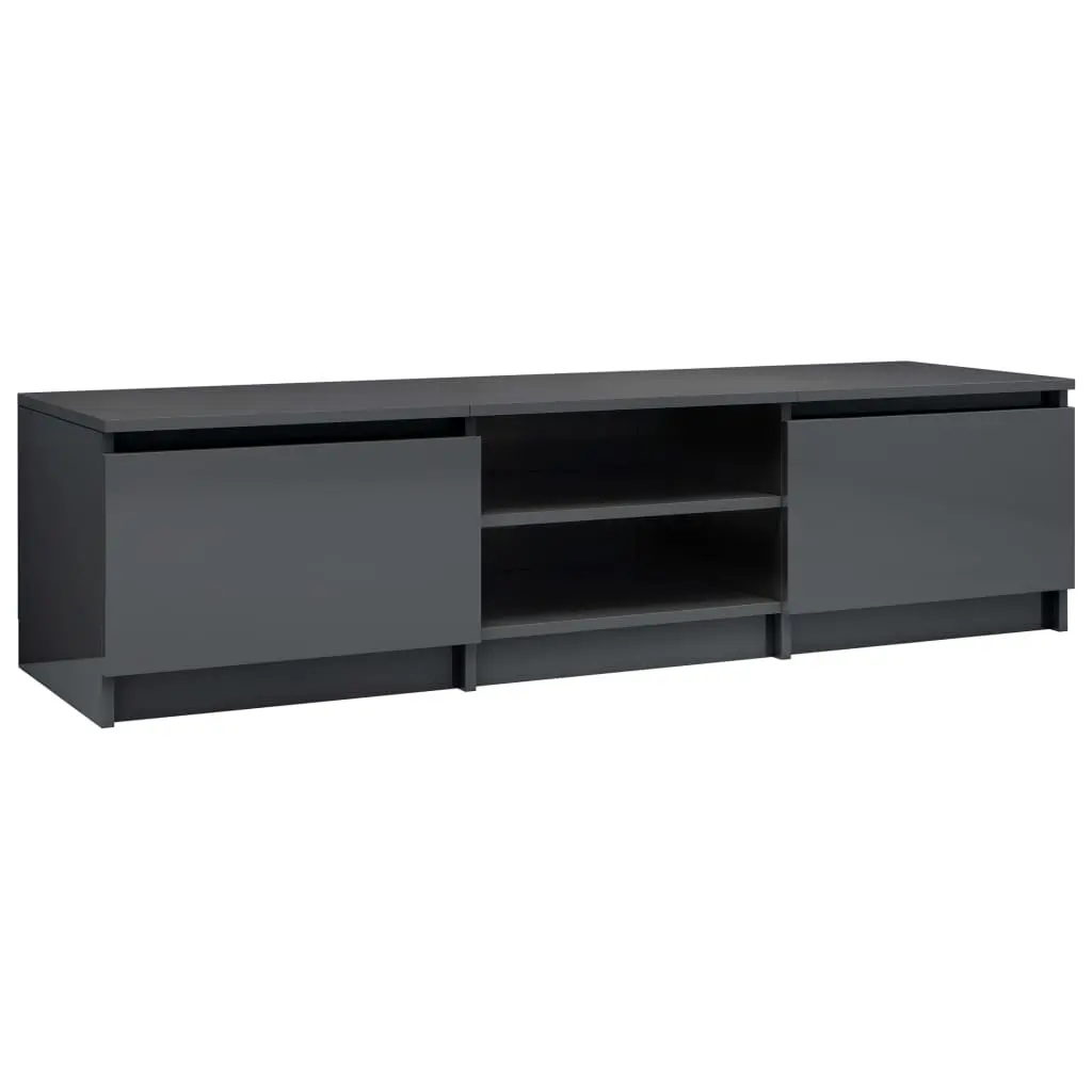 vidaXL TV Cabinet High Gloss Grey 140x40x35.5 cm Chipboard