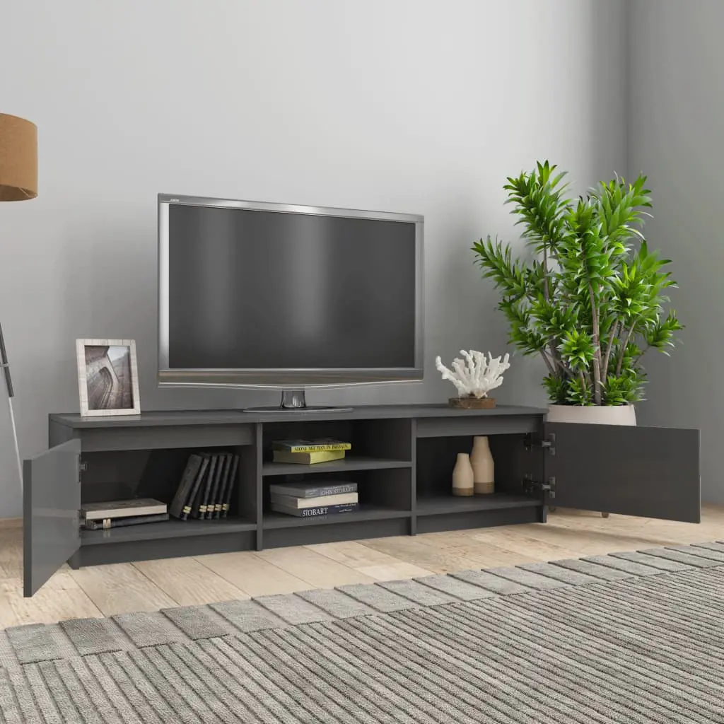 vidaXL TV Cabinet High Gloss Grey 140x40x35.5 cm Chipboard