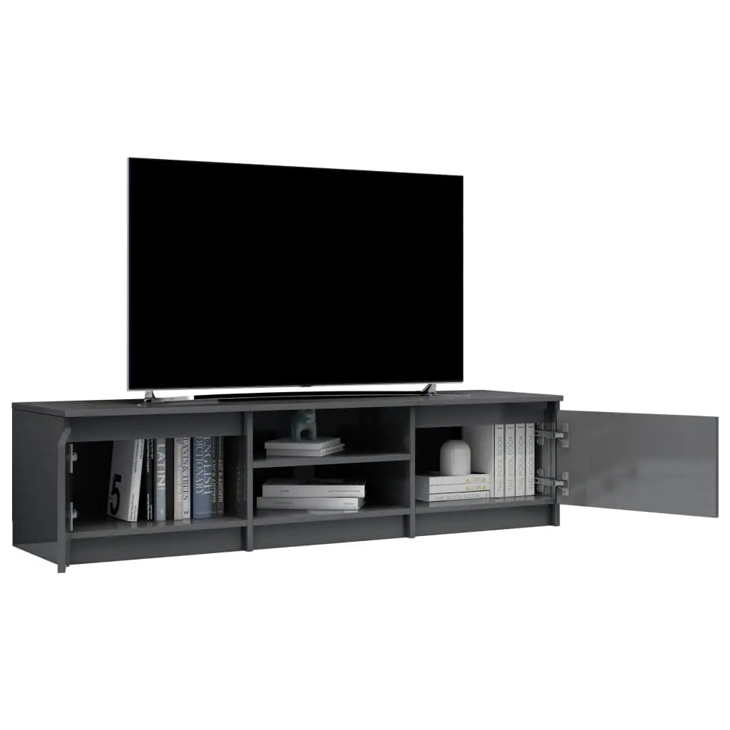 vidaXL TV Cabinet High Gloss Grey 140x40x35.5 cm Chipboard