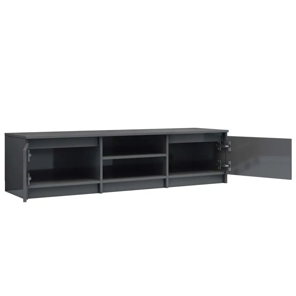 vidaXL TV Cabinet High Gloss Grey 140x40x35.5 cm Chipboard
