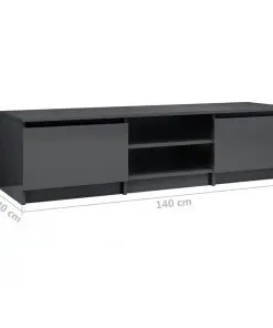 vidaXL TV Cabinet High Gloss Grey 140x40x35.5 cm Chipboard