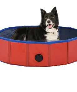 vidaXL Foldable Dog Swimming Pool Red 80×20 cm PVC