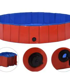 vidaXL Foldable Dog Swimming Pool Red 160×30 cm PVC