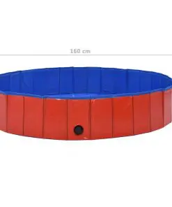 vidaXL Foldable Dog Swimming Pool Red 160×30 cm PVC