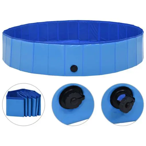 vidaXL Foldable Dog Swimming Pool Blue 160×30 cm PVC