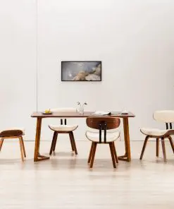 vidaXL Dining Chairs 4 pcs Cream Bent Wood and Faux Leather