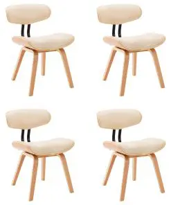 vidaXL Dining Chairs 4 pcs Cream Bent Wood and Faux Leather