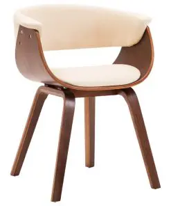 vidaXL Dining Chairs 2 pcs Cream Bent Wood and Faux Leather