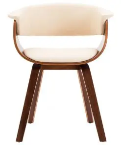vidaXL Dining Chairs 2 pcs Cream Bent Wood and Faux Leather