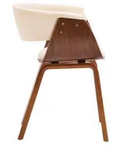 vidaXL Dining Chairs 2 pcs Cream Bent Wood and Faux Leather