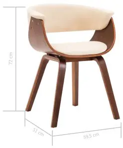 vidaXL Dining Chairs 2 pcs Cream Bent Wood and Faux Leather