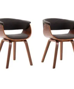 vidaXL Dining Chairs 2 pcs Grey Bent Wood and Fabric