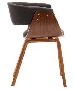 vidaXL Dining Chairs 4 pcs Grey Bent Wood and Fabric