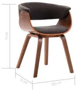 vidaXL Dining Chairs 4 pcs Grey Bent Wood and Fabric