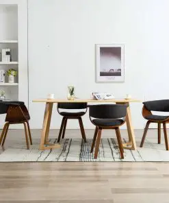 vidaXL Dining Chairs 4 pcs Grey Bent Wood and Fabric