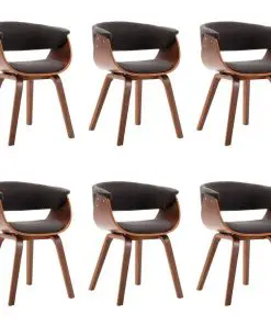 vidaXL Dining Chairs 6 pcs Grey Bent Wood and Fabric