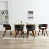 vidaXL Dining Chairs 6 pcs Grey Bent Wood and Fabric