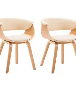 vidaXL Dining Chairs 2 pcs Cream Bent Wood and Faux Leather