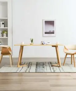 vidaXL Dining Chairs 2 pcs Cream Bent Wood and Faux Leather