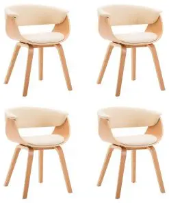 vidaXL Dining Chairs 4 pcs Cream Bent Wood and Faux Leather