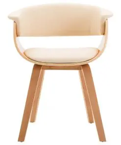 vidaXL Dining Chairs 4 pcs Cream Bent Wood and Faux Leather