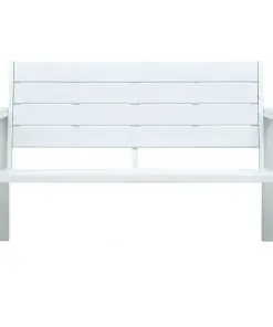 vidaXL Garden Bench 120 cm HDPE White Wood Look
