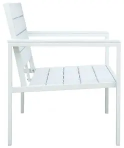 vidaXL Garden Bench 120 cm HDPE White Wood Look