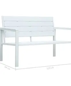 vidaXL Garden Bench 120 cm HDPE White Wood Look