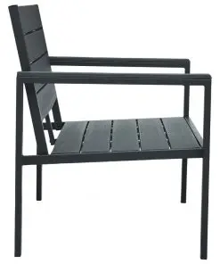 vidaXL Garden Bench 120 cm HDPE Grey Wood Look
