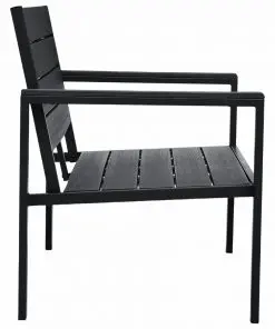 vidaXL Garden Bench 120 cm HDPE Black Wood Look