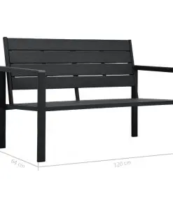 vidaXL Garden Bench 120 cm HDPE Black Wood Look