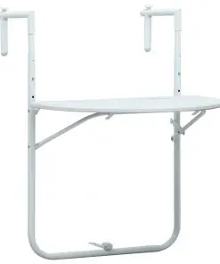 vidaXL Hanging Balcony Table White 60x64x83.5 cm Plastic Rattan Look