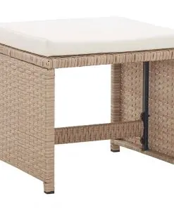 vidaXL 17 Piece Outdoor Dining Set with Cushions Poly Rattan Beige