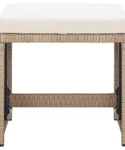 vidaXL 17 Piece Outdoor Dining Set with Cushions Poly Rattan Beige