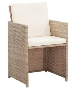 vidaXL 17 Piece Outdoor Dining Set with Cushions Poly Rattan Beige