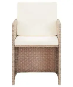 vidaXL 17 Piece Outdoor Dining Set with Cushions Poly Rattan Beige