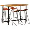 vidaXL 5 Piece Bar Set Solid Reclaimed Wood and Real Leather