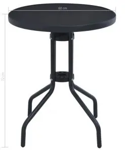 vidaXL Garden Table Black 60 cm Steel and Glass