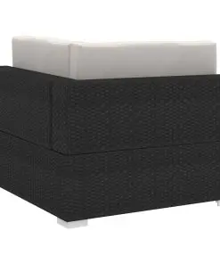 vidaXL Sectional Corner Chairs 2 pcs with Cushions Poly Rattan Black