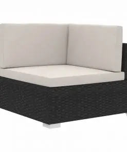 vidaXL Sectional Corner Chairs 2 pcs with Cushions Poly Rattan Black