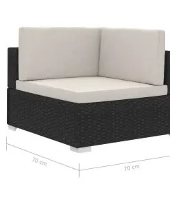 vidaXL Sectional Corner Chairs 2 pcs with Cushions Poly Rattan Black