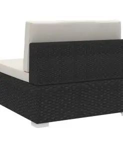 vidaXL 3 Piece Garden Sofa Set with Cushions Poly Rattan Black