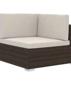vidaXL 3 Piece Garden Sofa Set with Cushions Poly Rattan Brown