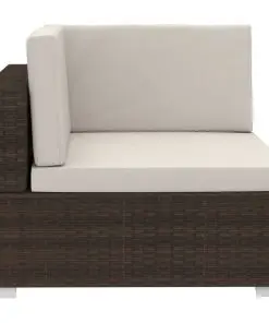 vidaXL 3 Piece Garden Sofa Set with Cushions Poly Rattan Brown