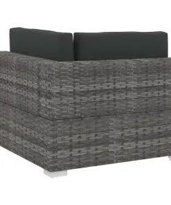 vidaXL 3 Piece Garden Sofa Set with Cushions Poly Rattan Grey