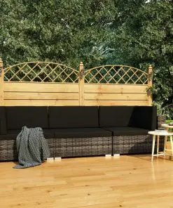 vidaXL 3 Piece Garden Sofa Set with Cushions Poly Rattan Grey