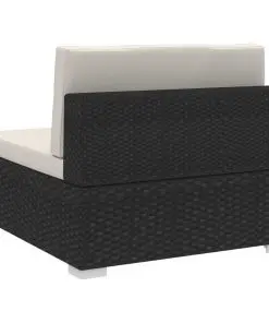vidaXL 4 Piece Garden Sofa Set with Cushions Poly Rattan Black