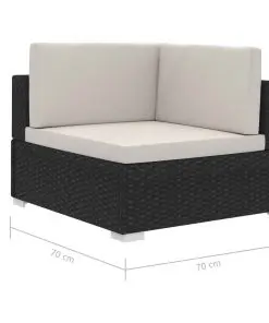 vidaXL 4 Piece Garden Sofa Set with Cushions Poly Rattan Black